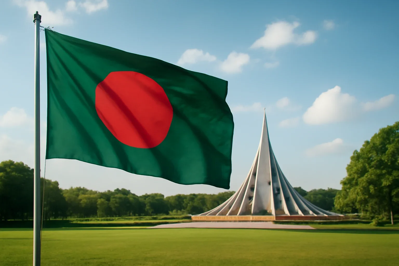 Bangladesh flag displayed in a public civic setting