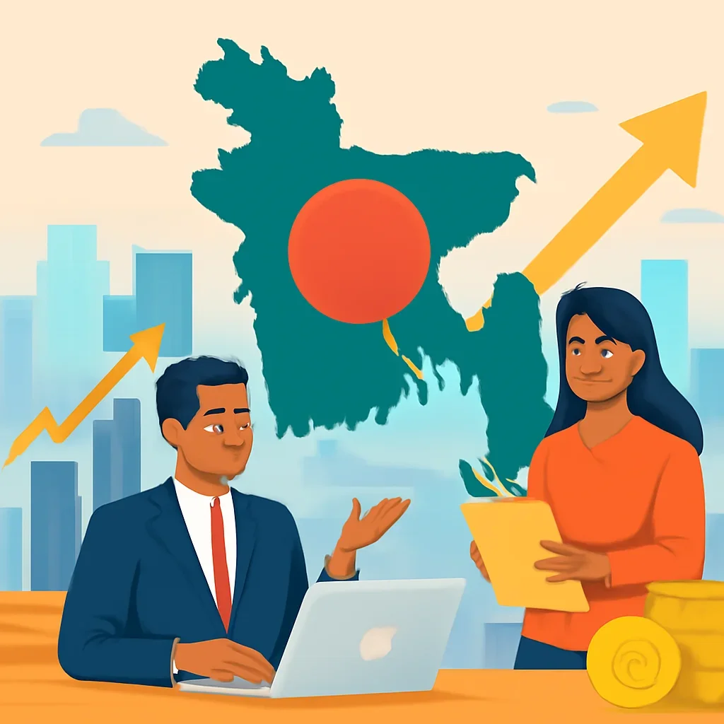 Reader-facing scene leading into Bangladesh Economy Guide